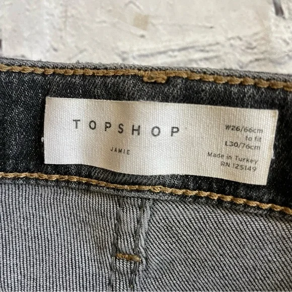 Topshop Grey Jamie Distressed Hem Cropped Ankle Skinny Jeans - Picture 4 of 4